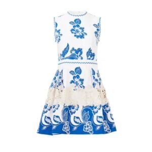 Alexis Farah Mini Lace Dress Blue White XS